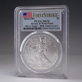 2016 (W) American Silver Eagle Dollar Coin PCGS Graded MS 70