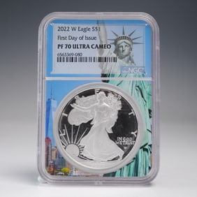 2022-W American Silver Eagle Type 2 Dollar NGC Graded PF70 Ultra Cameo FDOI