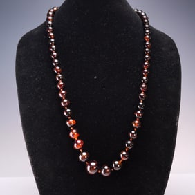 Nepal Agate Bead Necklace with 14K Gold Clasp