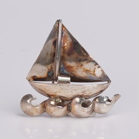 Sterling Silver Sailboat Brooch
