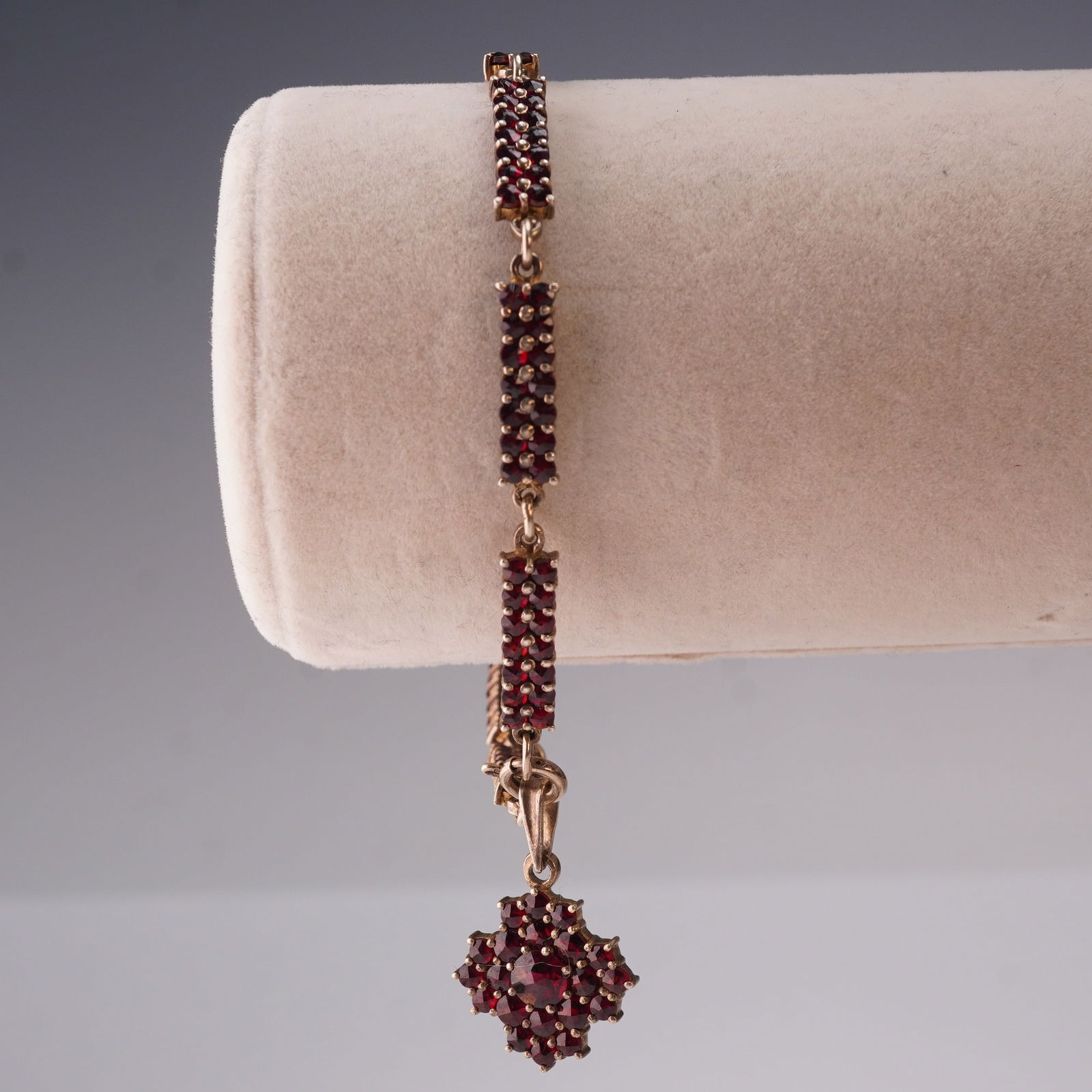 Sterling 900 Garnet Bracelet with Pendant (1 of 7)