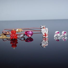 4pc Swarovski Crystal Necklaces, Earrings, and Charm