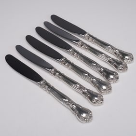 6pc Gorham Sterling Handle Butter Spreaders in Chantilly Pattern