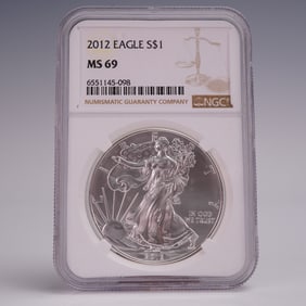 2012 American Silver Eagle One Dollar Coin NGC Graded MS 69