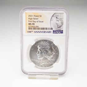 2021 Peace Dollar Silver One Dollar Coin NGC Graded MS 70