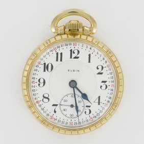 Elgin National Watch Co. Montgomery Dial 10k Rolled Gold Plate Pocket Watch