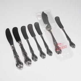 7pc Gorham Sterling Silver Butter Spreaders and Knife, Melrose