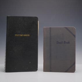 2pc Collection of First Day Cover Album and International Stamp Stock Book