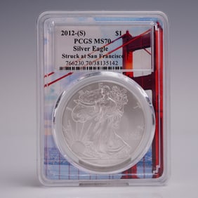 2012 (S) American Silver Eagle One Dollar Coin PCGS Graded MS 70