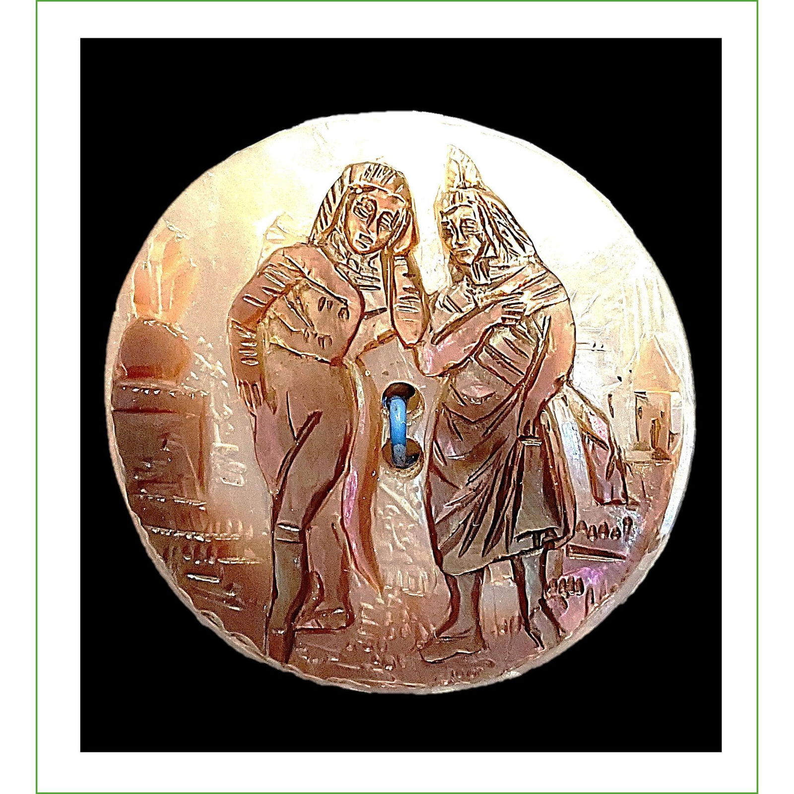 A division one carved brown shaded pearl button (1 of 2)