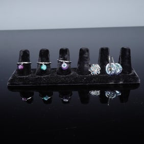 3pc Swarovski Crystal Earrings, Rings, and Tack Pin