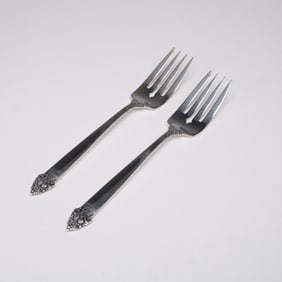 2pc Oneida Sterling Silver Salad Forks, King Cedric