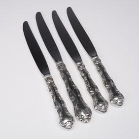 4pc Birks Pompadour Sterling Silver Dinner Knives