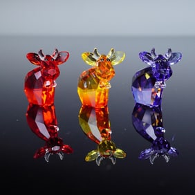 3pc Swarovski Lovlots Colorful Crystal Mini Mo Figurines