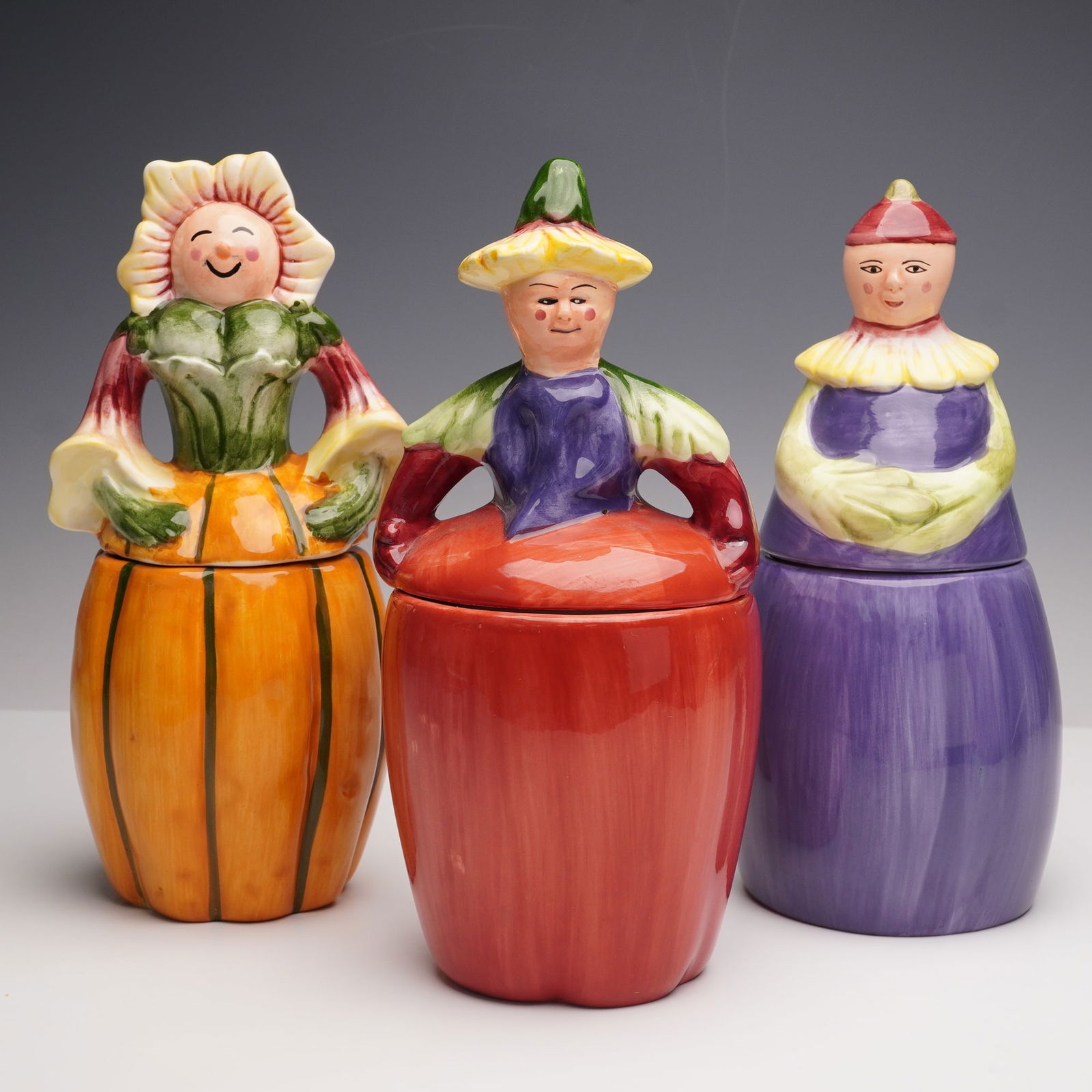 3pc Baum Bros Ceramic Vegetable Canister Set with Lids (1 of 6)