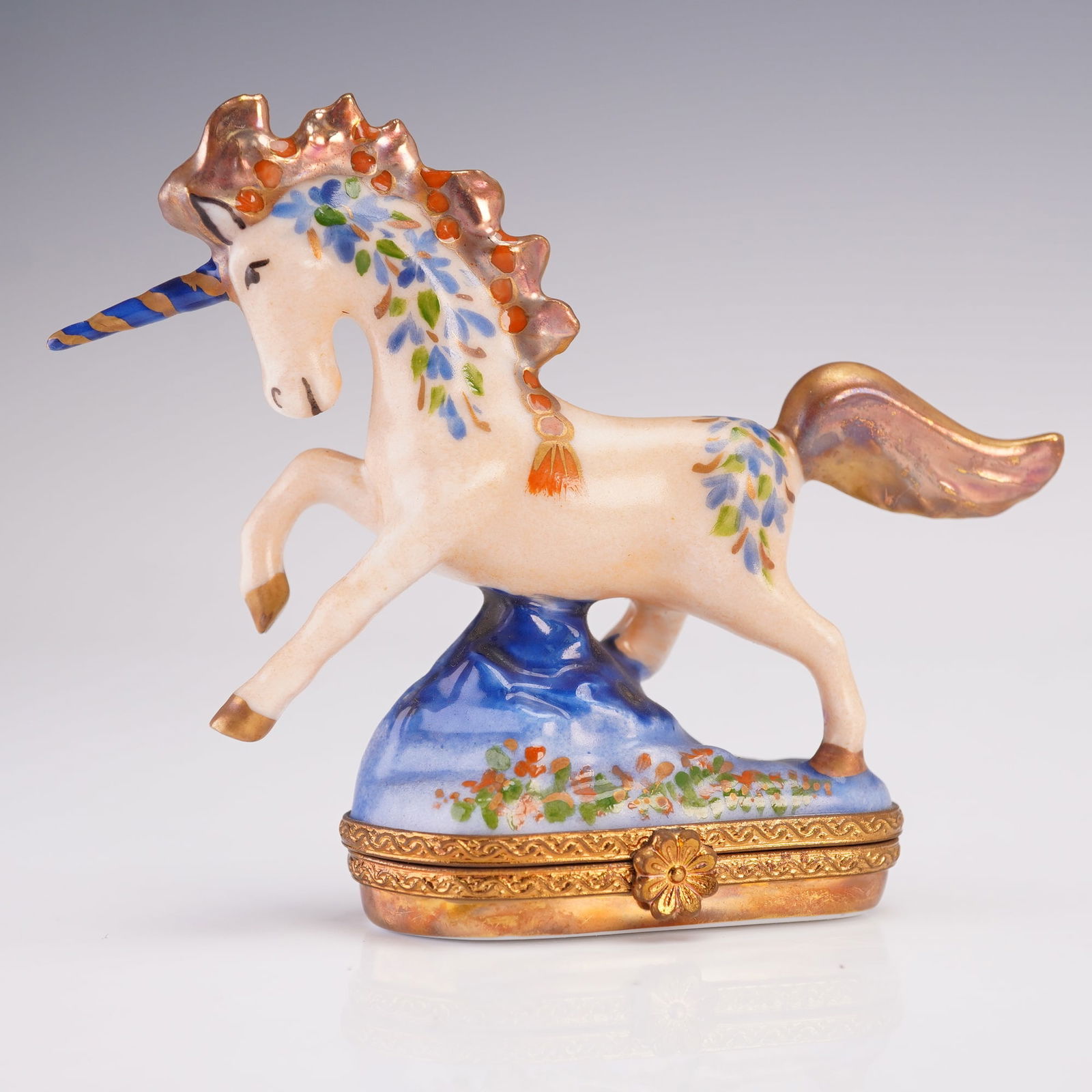 French Ceramic Unicorn Jewelry Box, La Vie En Rose (1 of 5)