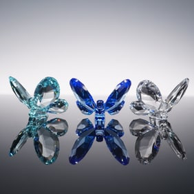 3pc Swarovski Crystal Figurines, Brilliant Butterflies