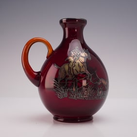 New Martinsville Ruby Glass Cordial Pitcher with Silver Overlay