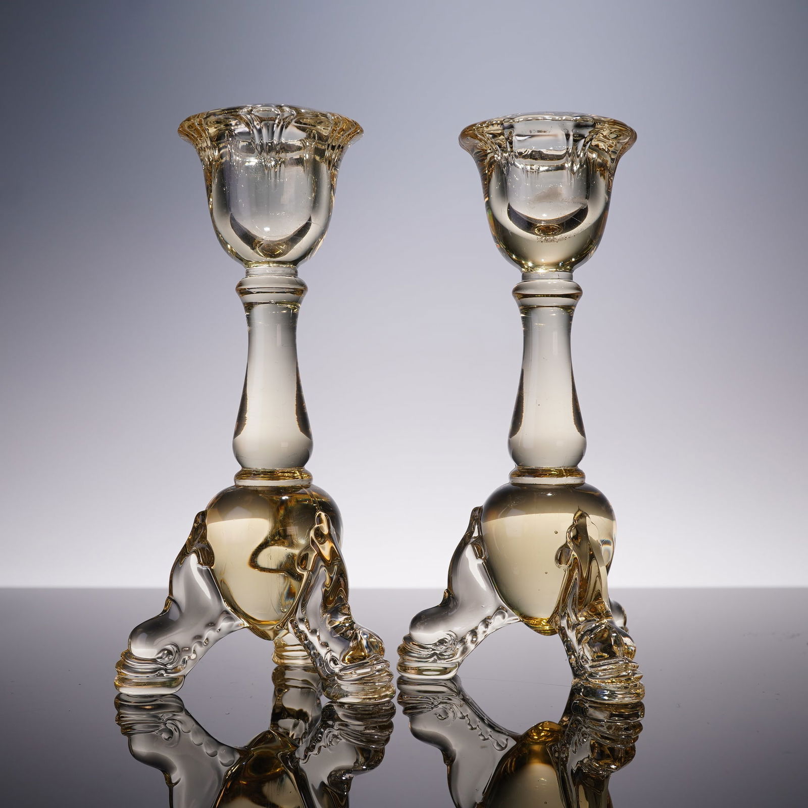 Pair of Heisey Glass Candle Holders, Empress (1 of 5)
