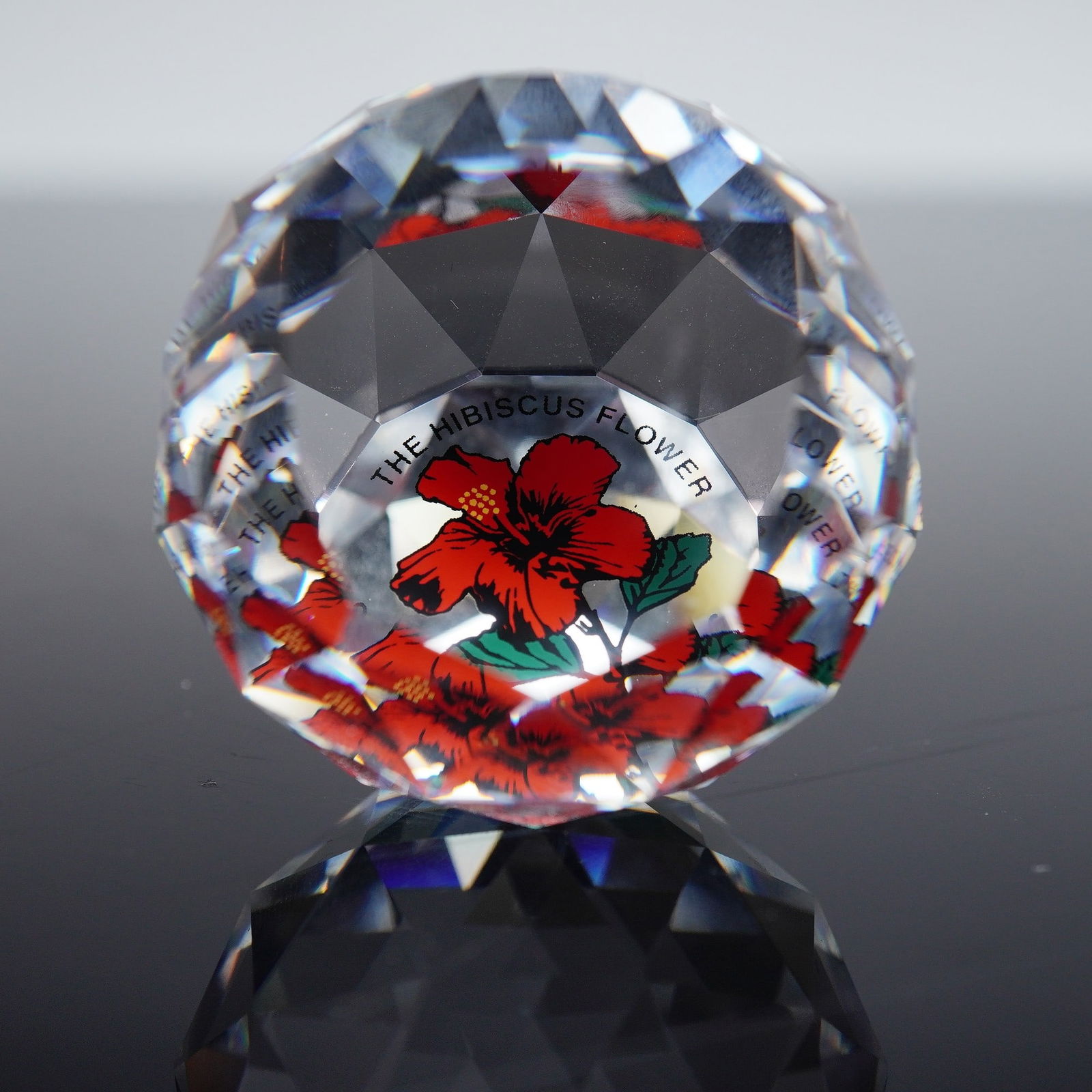 Swarovski Crystal Paperweight, Hibiscus St. Thomas, Virgin Islands (1 of 10)