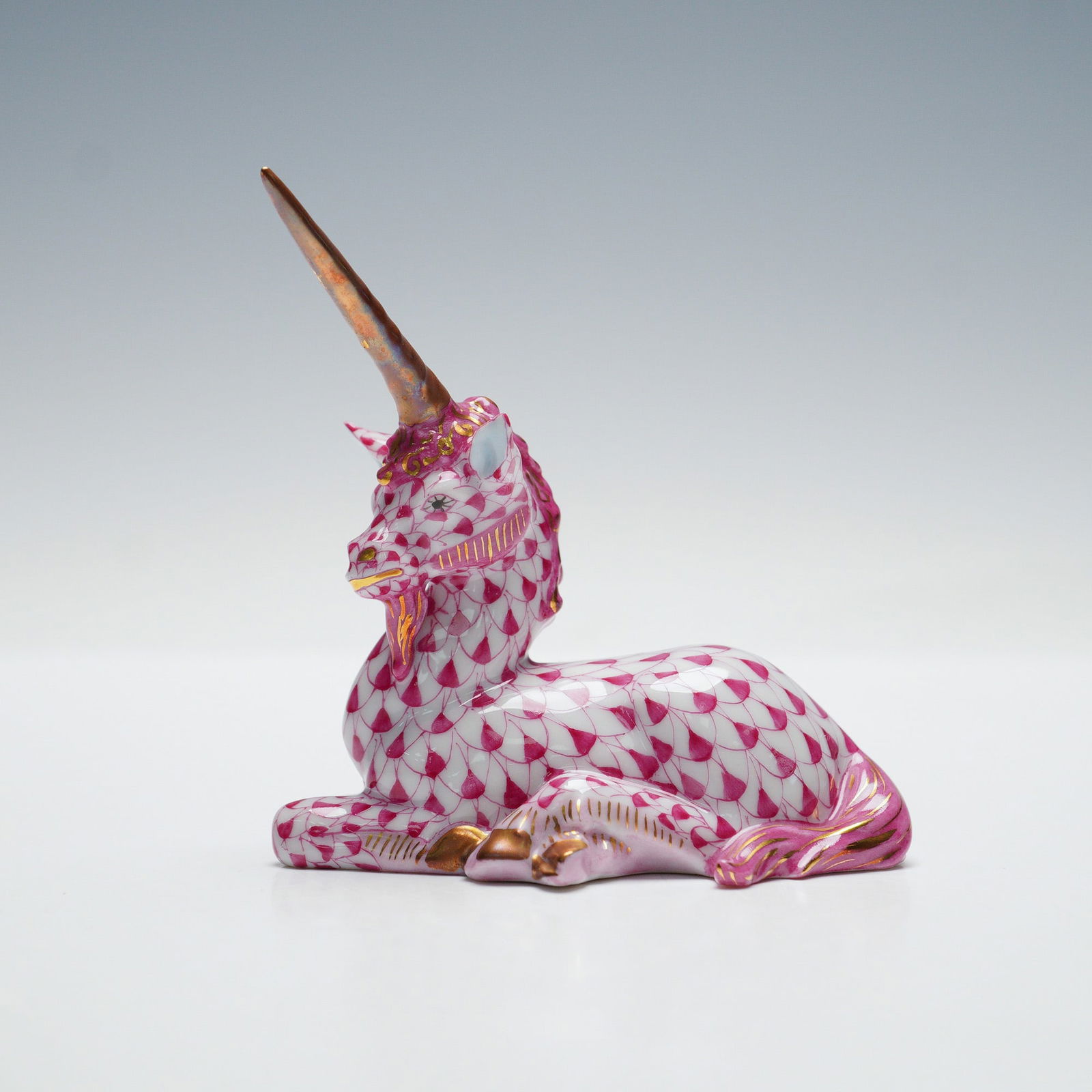 Herend Porcelain Pink Fishnet Unicorn Figurine (1 of 3)