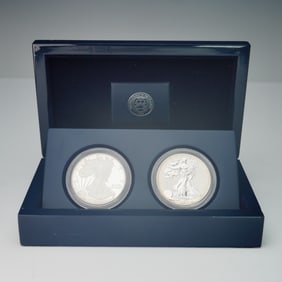 2012-S American Silver Eagle 2 Coin Set 75th Anniv Proof & Reverse Proof