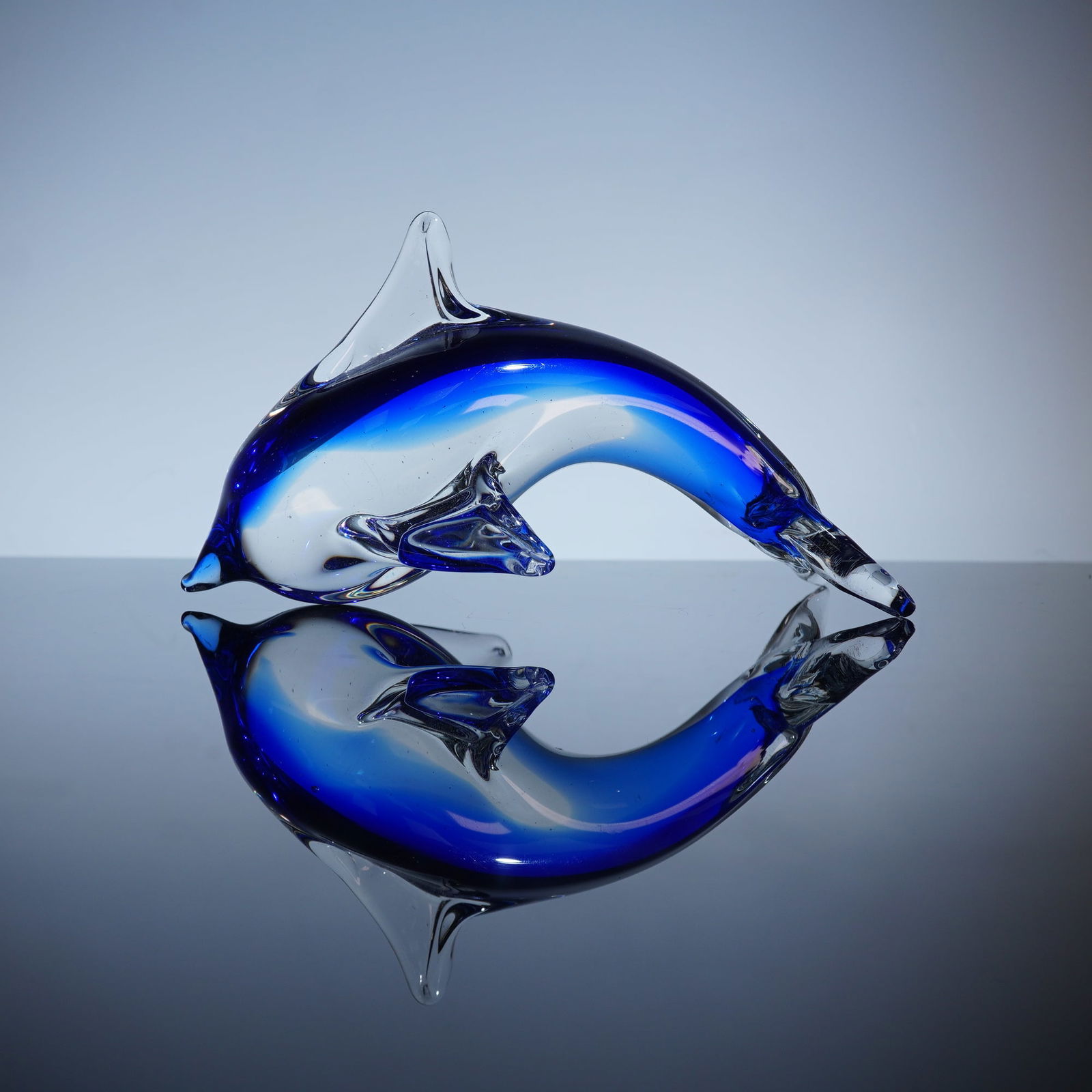 Murano Glass Hand Blown Cobalt Dolphin Paperweight (1 of 4)