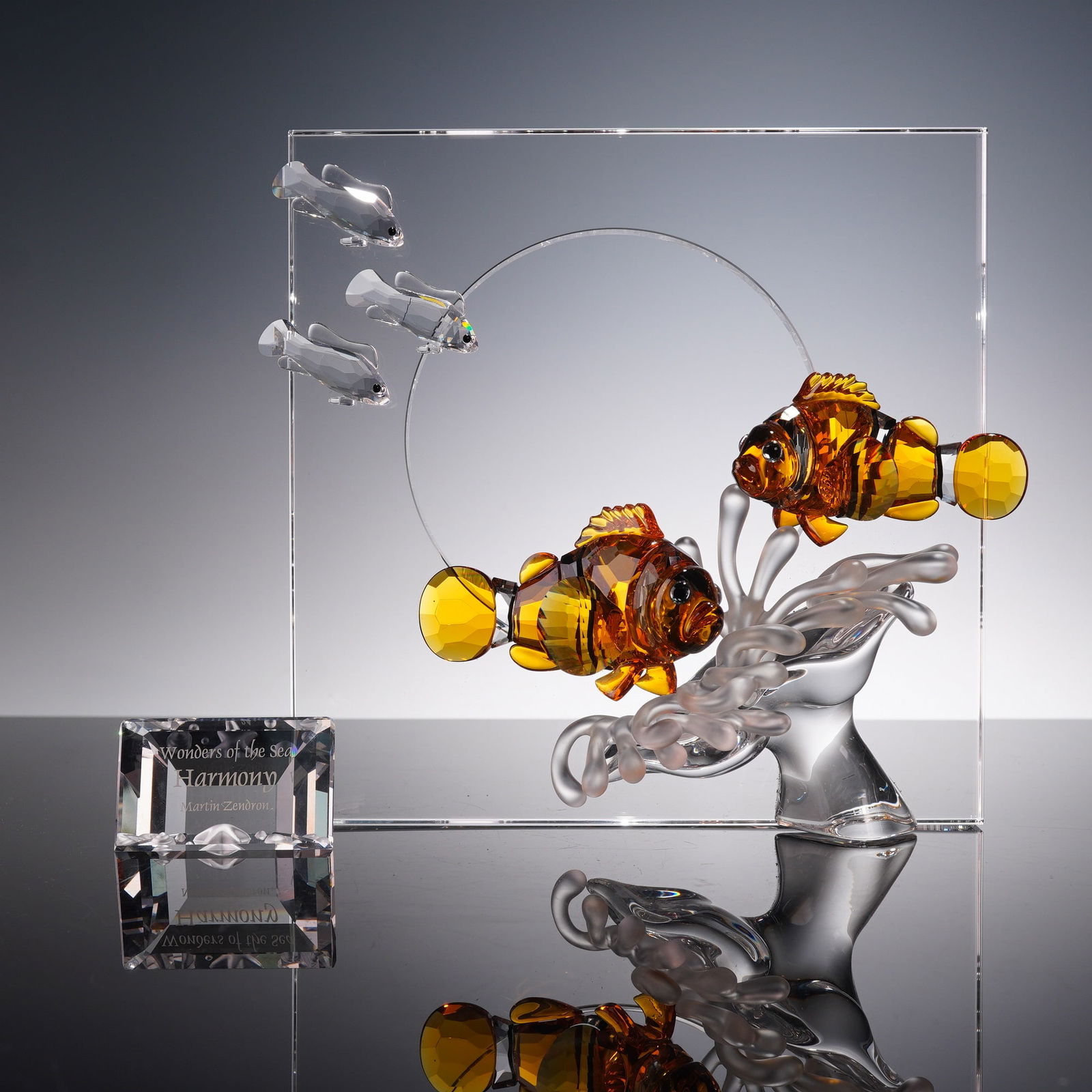 2pc Swarovski Crystal Figurines, Harmony Color 657120 and Plaque (1 of 9)