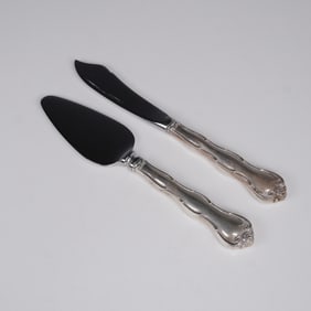 2pc Gorham Sterling Silver Master Butter Knife & Cheese Server, Rondo