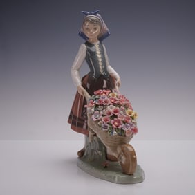 Lladro Porcelain Figurine, A Barrow of Blossoms 01001419