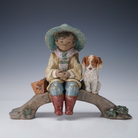 Lladro Porcelain Figurine, The Old Fishing Hole 1012237