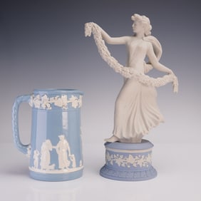 Pair of Wedgwood Greco Roman Inspired Figurine and Pitcher