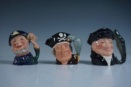 3pc Royal Doulton Character Jug Set, Sea Characters