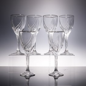 6pc Lenox Crystal Water Goblets, Debut Platinum