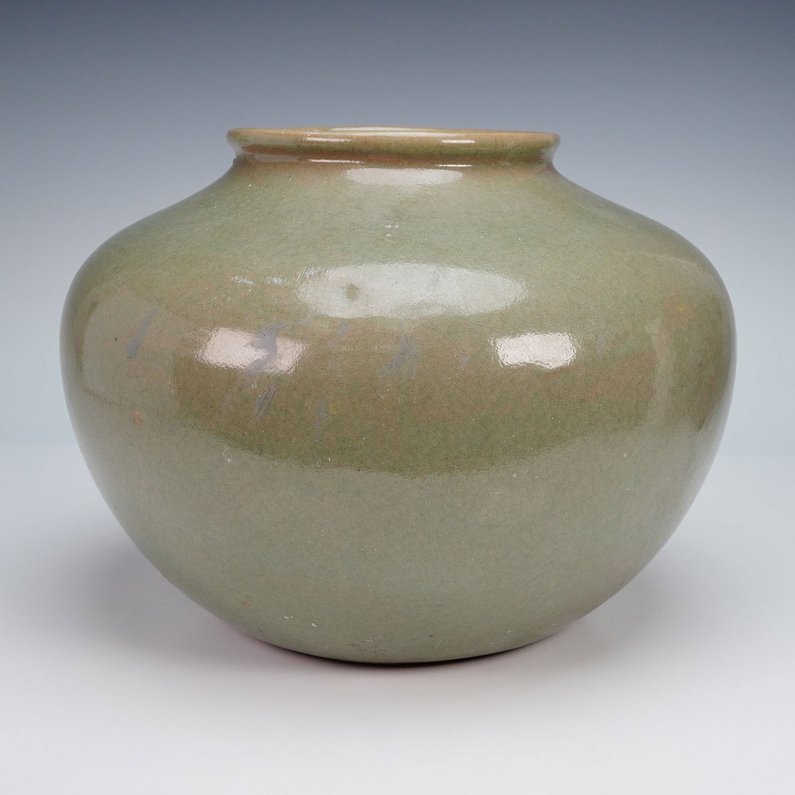 Large Green Glazed Pottery Vase (1 of 4)