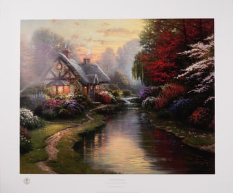 Thomas Kinkade, Poster Print on Paper, A Quiet Evening, Signed & Numbered