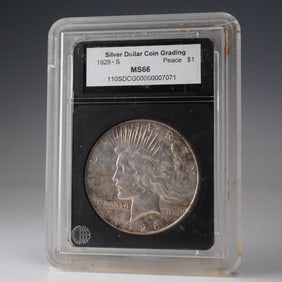 1928-S Peace Dollar Silver Dollar Coin SDCG Graded MS 66