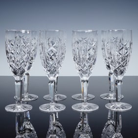 8pc Waterford Glengarriff Fluted Champagne Glasses