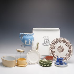 14pc Wedgwood Jasperware and Ceramic Decorative Tableware with Lids
