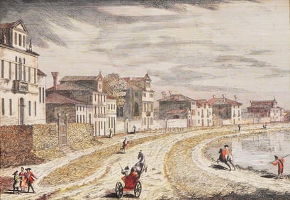 Giovanni Francesco Costa, Hand-Colored Etching View Towards The Taglio