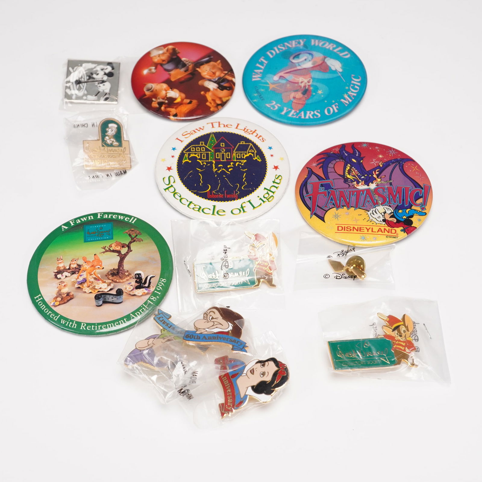 14pc Disney Collectible Buttons and Pins Assortment Featuring Fantasmic! (1 of 2)