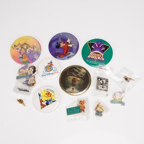 14pc Disney Collector & Event Pinback Buttons incl.Fantasia Sorcerer Mickey