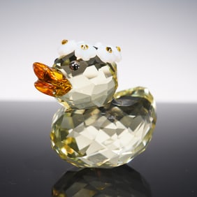Swarovski Crystal Figurine, Happy Duck Charming Daisy