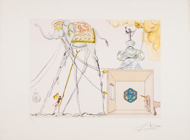 Salvador Dali, Color Etching, Elephant et Licorne, Signed & Numbered