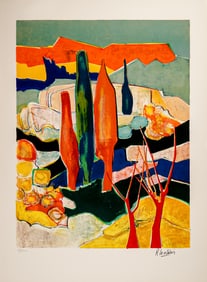 Rene Couturier, Lithograph on Paper, Les Cypres, Signed & Numbered