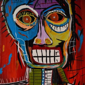 Jean-Michel Basquiat (Aft.) Original Oil on Canvas, SAMO Portrait, Signed