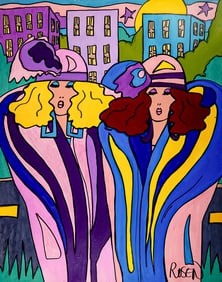 Linda Rosen, Original Pop Art Acrylic & Markers Painting on Paper, Signed