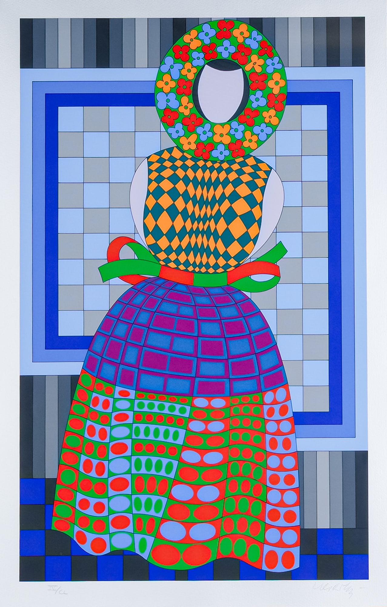 Victor Vasarely, Op Art Serigraph on Paper, Fille Fleur, Signed & Numbered (1 of 7)