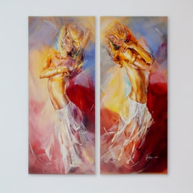 Pair of Anna Razumovskaya Giclees on Paper Canvas, Line of Beauty, Signed