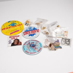 14pc Disney Collectible Buttons & Pins Assortment includes Dopey 60th Ann.